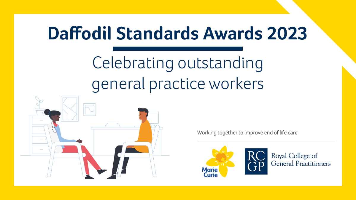 DrCatherineUK's tweet photo. Passionate about improving end of life care?
Working in general practice?  
Signed up to @RCGP Daffodil Standards? 
Drum roll...➡️ New Daffodil Standards Awards! 👏
5 categories🥇- Clinical &amp; non-clinical staff applications welcome.
Simple to apply https://t.co/T8NTAp4egM https://t.co/FSW3aUkMpn