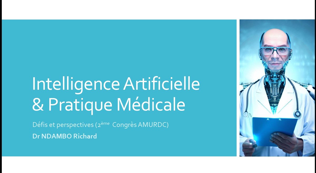 RichNdambo's tweet photo. Un honneur d'avoir fait cette présentation &amp; un plaisir d'avoir échangé, avec les participants du #CongresAMURDC de @AMURDC, sur l'évolution de la pratique médicale avec l'avènement de l'IA.

C'était ce vendredi 25/09, à l'occasion du 2ème congrès d la Médecine d'urgence en #RDC https://t.co/u02xeEJrTq