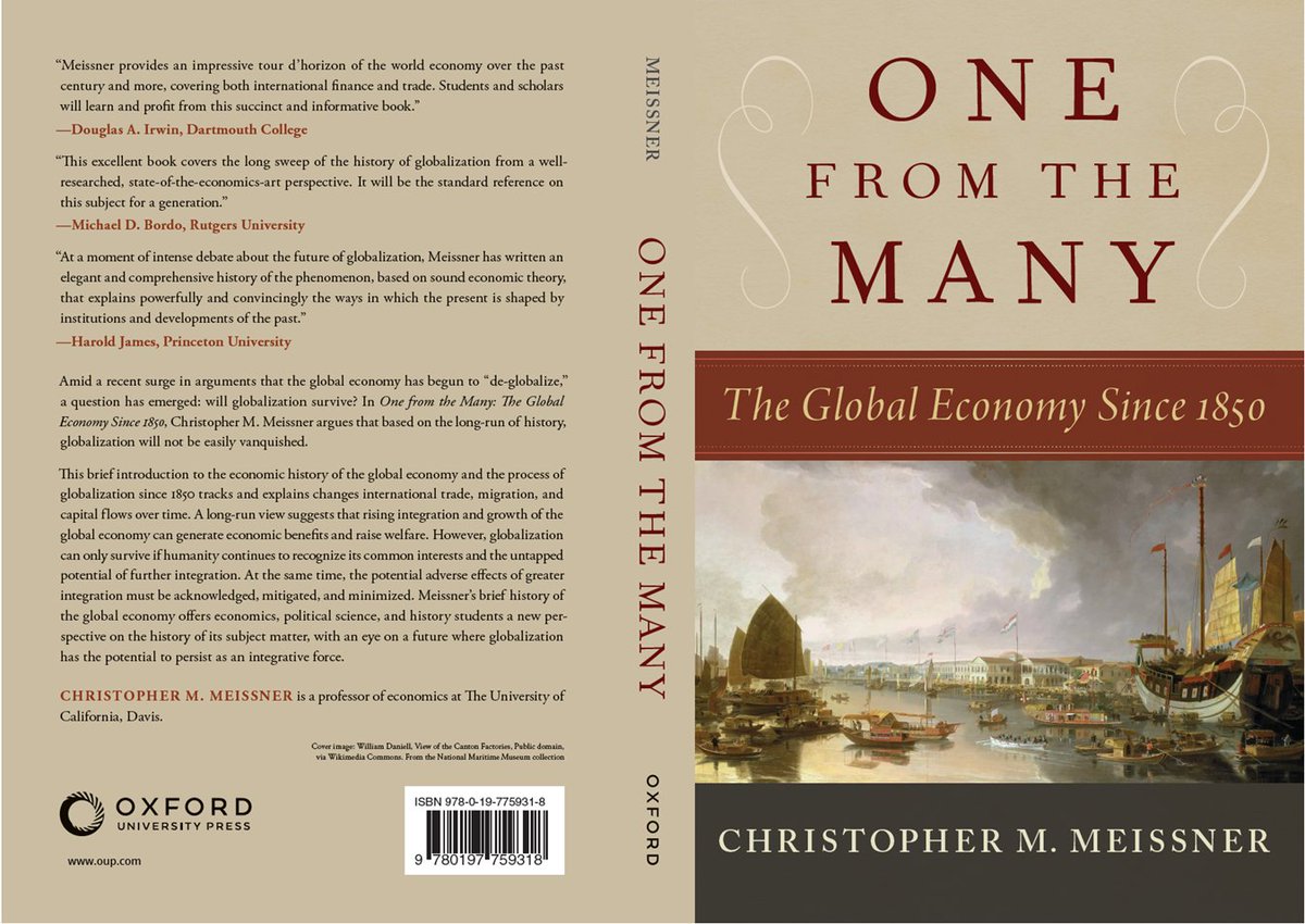 The cover for my forthcoming book "One from the Many: The Global Economy since 1850" is out now. Looking forward to sharing more about the book in the near future.