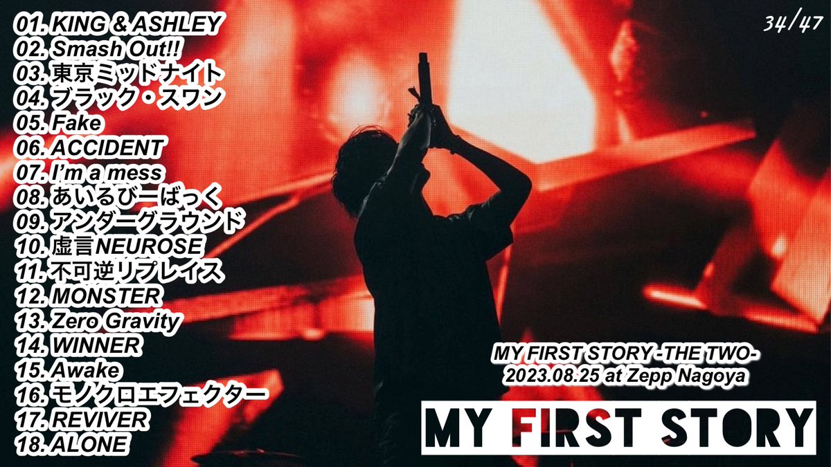 music_uw25's tweet photo. MY FIRST STORY -THE TWO- 
2023.08.25 at Zepp Nagoya セトリ

#マイファス #MYFIRSTSTORY
#MFS47都道府県 https://t.co/9uz2nncoZq