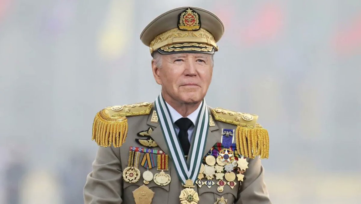 TheBabylonBee's tweet photo. 'The U.S. Is Not A Banana Republic,' Says Biden While Showing Off Cool New Uniform 
https://t.co/j45I57YAN6 https://t.co/mYIQlE2EOU