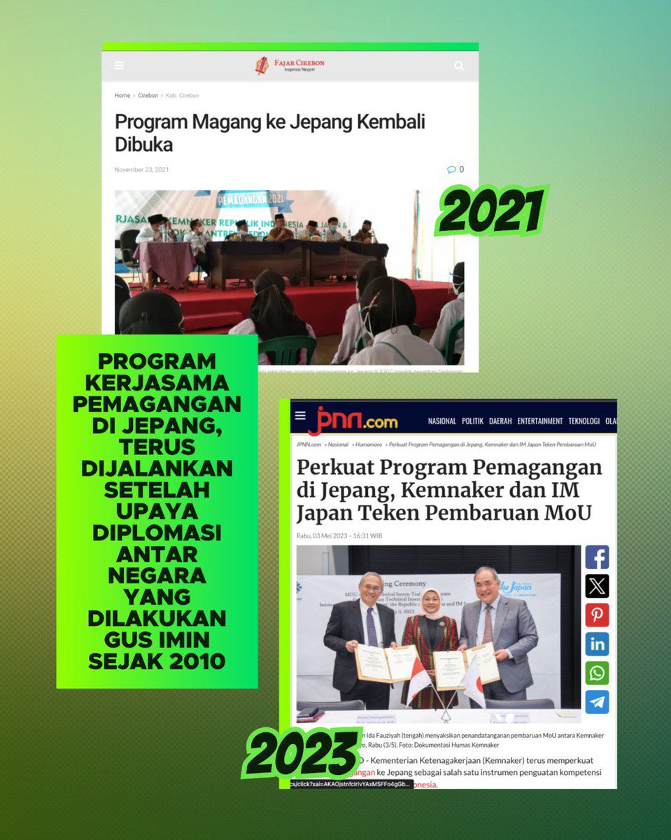 voiceofpkb's tweet photo. Program diplomasi yang dilakukan Gus @cakimiNOW sejak 2010 terus dijalankan Kemenaker @idafauziyah untuk menambah kualitas SDM di Indonesia💚🇮🇩

@DPP_PKB 
#DiplomasiJambuAir
#IndonesiaJapan
#GusIminPKBsatu https://t.co/4fayZBKYhE