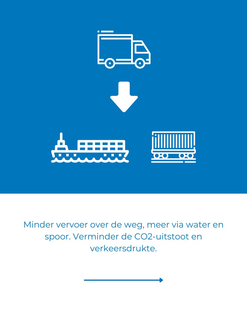 Op weg naar een duurzamere toekomst in #goederenvervoer? 🌱 Overweeg de overstap van wegtransport naar de #binnenvaart met de #ModalShift subsidie! Transport via de binnenvaart draagt namelijk bij aan minder verkeersdrukte en een afname in CO2-uitstoot! 🌍