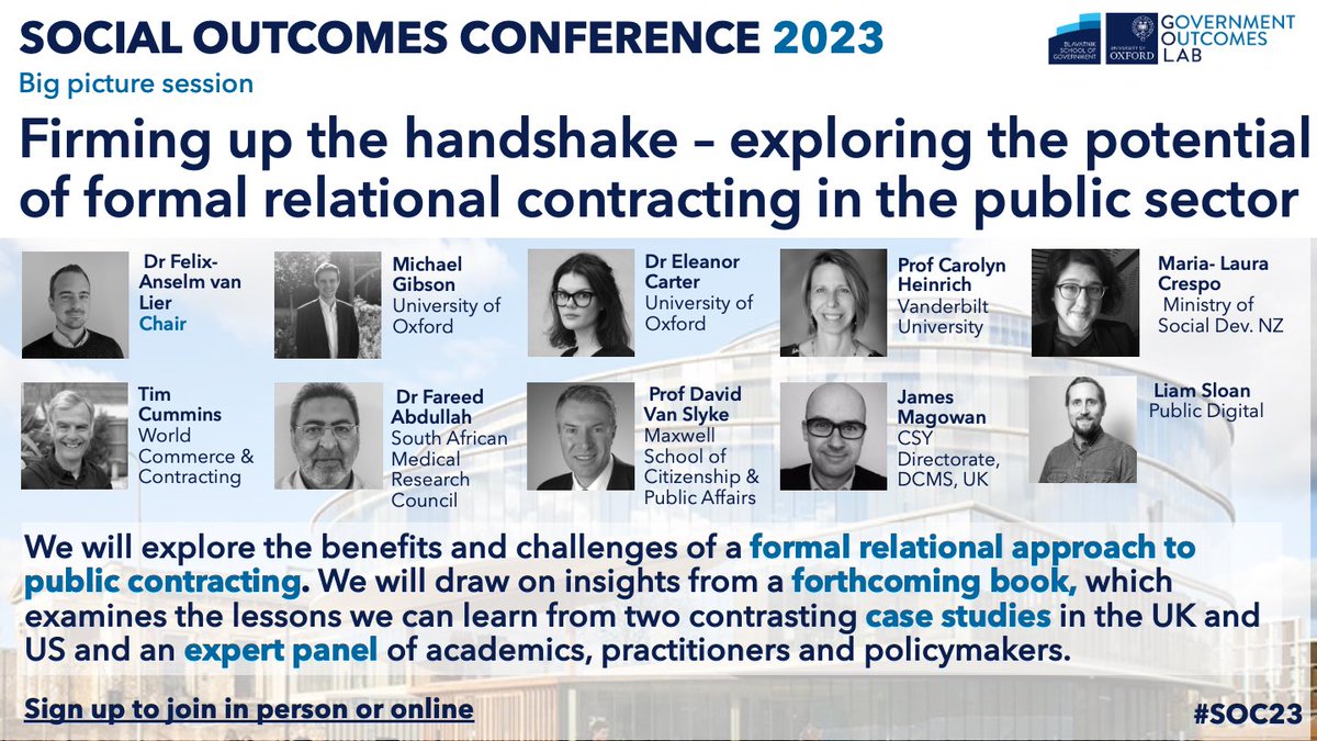 Excited to speak on this session in a few weeks @golaboxford’s SOC23! We’ll explore whether a formal relational approach might improve public contracting, and consider the challenges it might face, before outlining a forward research and practice agenda: golab.bsg.ox.ac.uk/community/even…