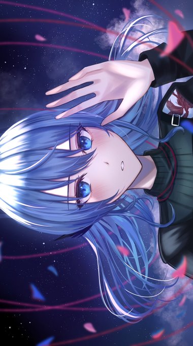 「blue hair night sky」 illustration images(Latest)｜4pages