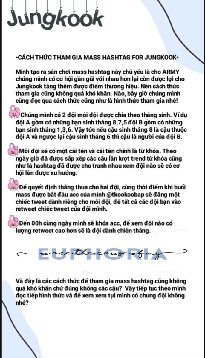 tkookoobap's tweet photo. Với mong muốn để các bạn ARMY có được một sân chơi nhân ngày sinh nhật của Jungkook.
 Nên mình quyết định sẽ tổ chức một buổi mass hashtag tăng điểm thương hiệu cho cậu út nhà Bangtan. 
 Để hiểu rõ hơn về buổi mass các cậu cùng mình đọc qua một lượt nhé! https://t.co/9B7s3NRlV1