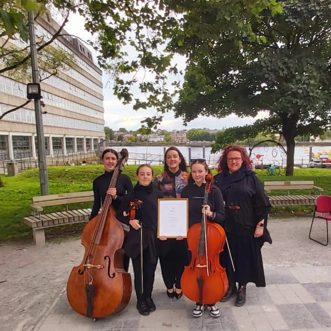 ICOrchestra's tweet photo. Some of our Youth Orchestra participants outside the @HuntMuseum  with their National Finalist award from the @NationalLottery Good Causes Awards.

We look forward to meeting with the judging panel in September and to attending the Gala in October!

#GoodCausesAwards #ICOYO https://t.co/iTfVCgWM5A