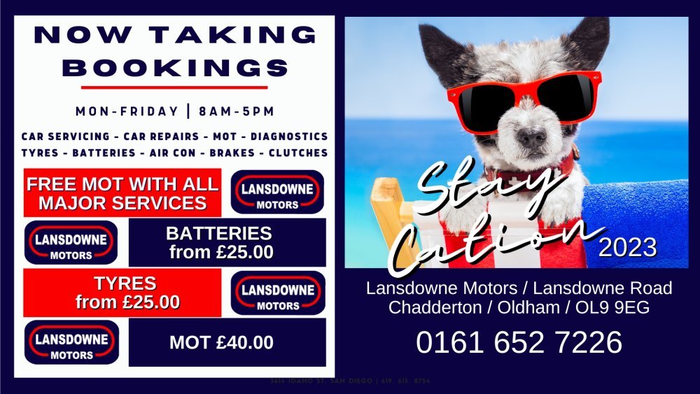 lansdownemotor's tweet photo. Lots of people staying in the Uk and travelling, Don't get caught out with a minor problem that could turn serious. Call Rick today for a Stay-cation Check-over or Car service before travelling. Call 0161 652 7226 or visit https://t.co/hWVqPtWqCW #carservicing #mot https://t.co/RyKCRoi8v8