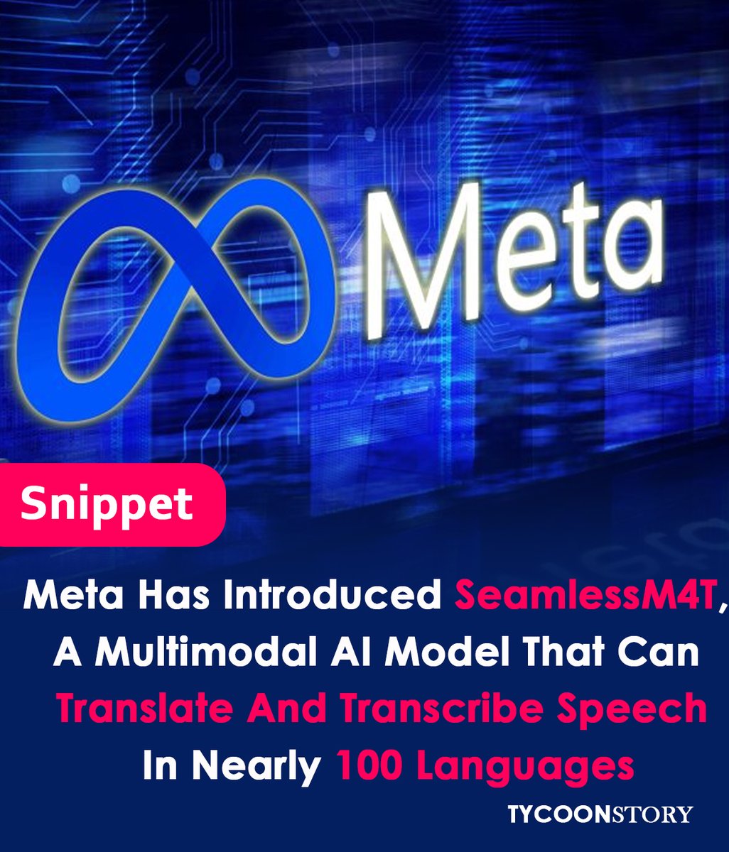 Nearly 100 languages may be translated and transcribed using Meta's new AI model.
#MetaAI #SeamlessM4T #MultilingualTranslation #LanguageBarrier #AICommunication #LanguageTechnology #GlobalCommunication #AIInnovation #LanguageTranslation #SpeechToText #TextToSpeech @Meta