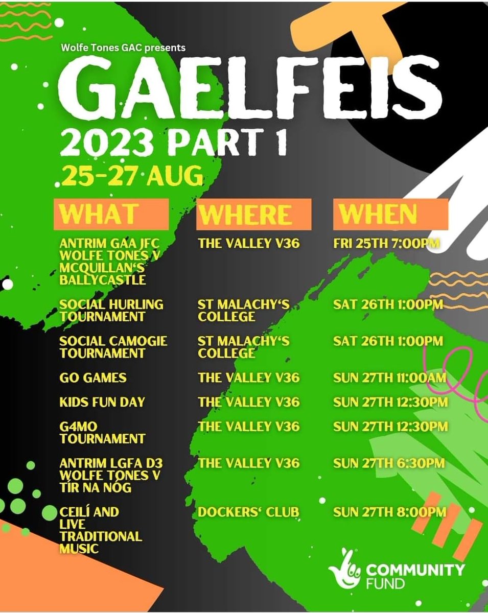 Best of luck to the lads and ladies who are taking part in the Social Hurling and Camogie Tournament tomorrow as part of the Wolfe Tones Gaelfeis festival. This will the first ever outing for our Social Camogie team so a historic occasion. Best of luck to all taking part.