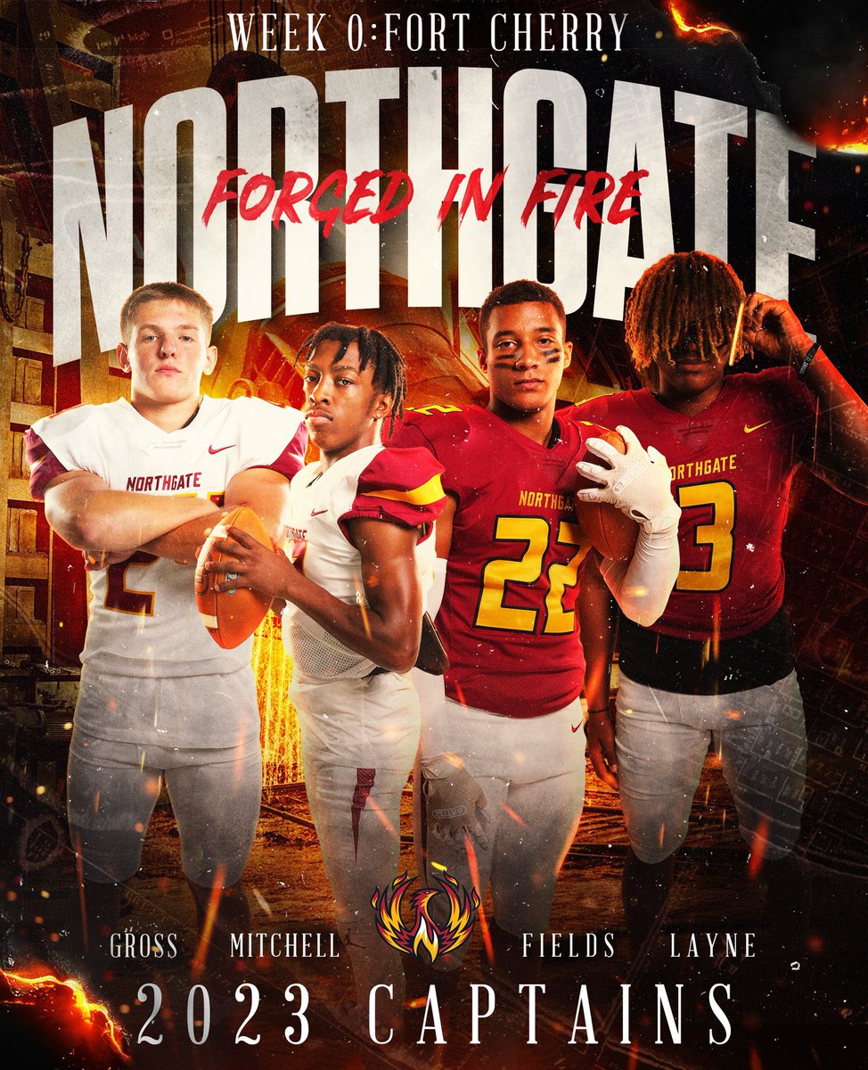 NorthgateVFB's tweet photo. Congratulations to our 2023 Captains as we head into our first game against Fort Cherry!  
#24 @GrossAidan_ 
#2 @2_golivee 
#22 @dariusfields07 
#3 @Sonteon3 
And huge thanks to Slick 6 Sports for creating the graphic! #forgedinfire #inam #respecttheprocess https://t.co/VFx73hThC6
