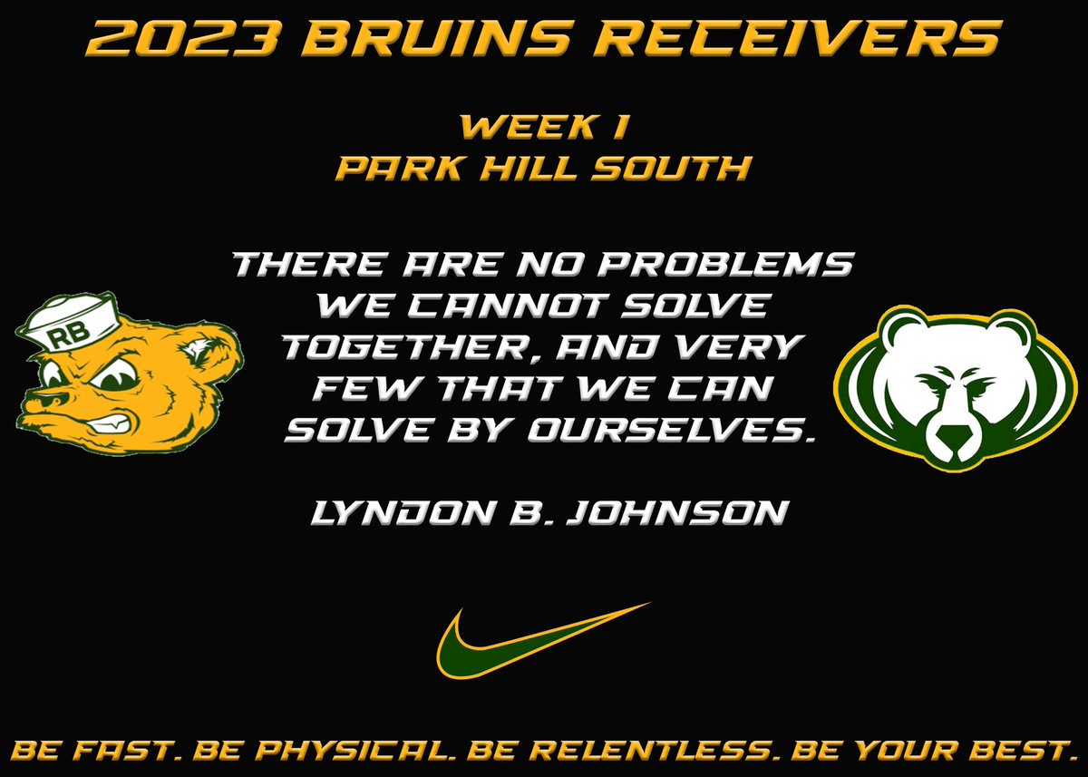 CoachStehle_'s tweet image. GET UP ITS GAMEDAY!! Week 1 for the Bruins is at home vs Park Hill South. Let’s get it!!!! #BearRaid #MOB #FASTPHYSICALRELENTLESS #OURBEST