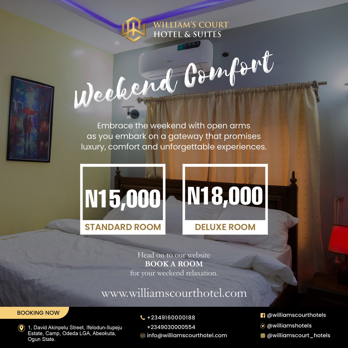williamshotels's tweet photo. Weekend Wanderlust: Escape to William's Court Hotel &amp; Suites 🌄🏨 Embrace the weekend with open arms as you embark on a getaway that promises luxury, comfort, and unforgettable experiences. Our doors are open to create your perfect weekend retreat!🌟 #WeekendEscape #LuxuryGetaway https://t.co/5bS9dJCMXQ