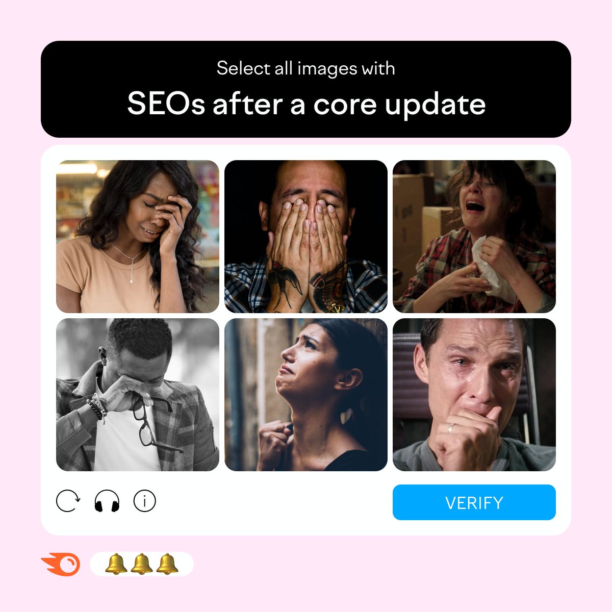 semrush's tweet photo. Is this the captcha verification we all rely on? 👀

Check the SERP volatility for the last 30 days:
https://t.co/F96OTpkUC3. https://t.co/zQxfJKi0vi