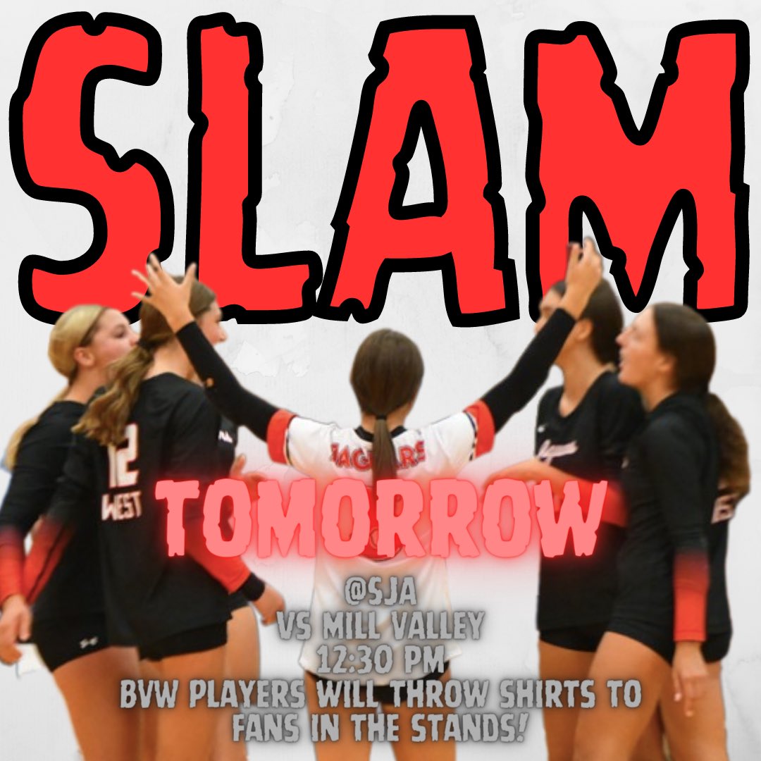 TOMORROW!

This is one of the best volleyball events around. Come cheer on the Jags and maybe even get a shirt thrown to you by the players before the game!

See you at St. James tomorrow at 12:30!

#bvwvb🏐 #gojags🐾