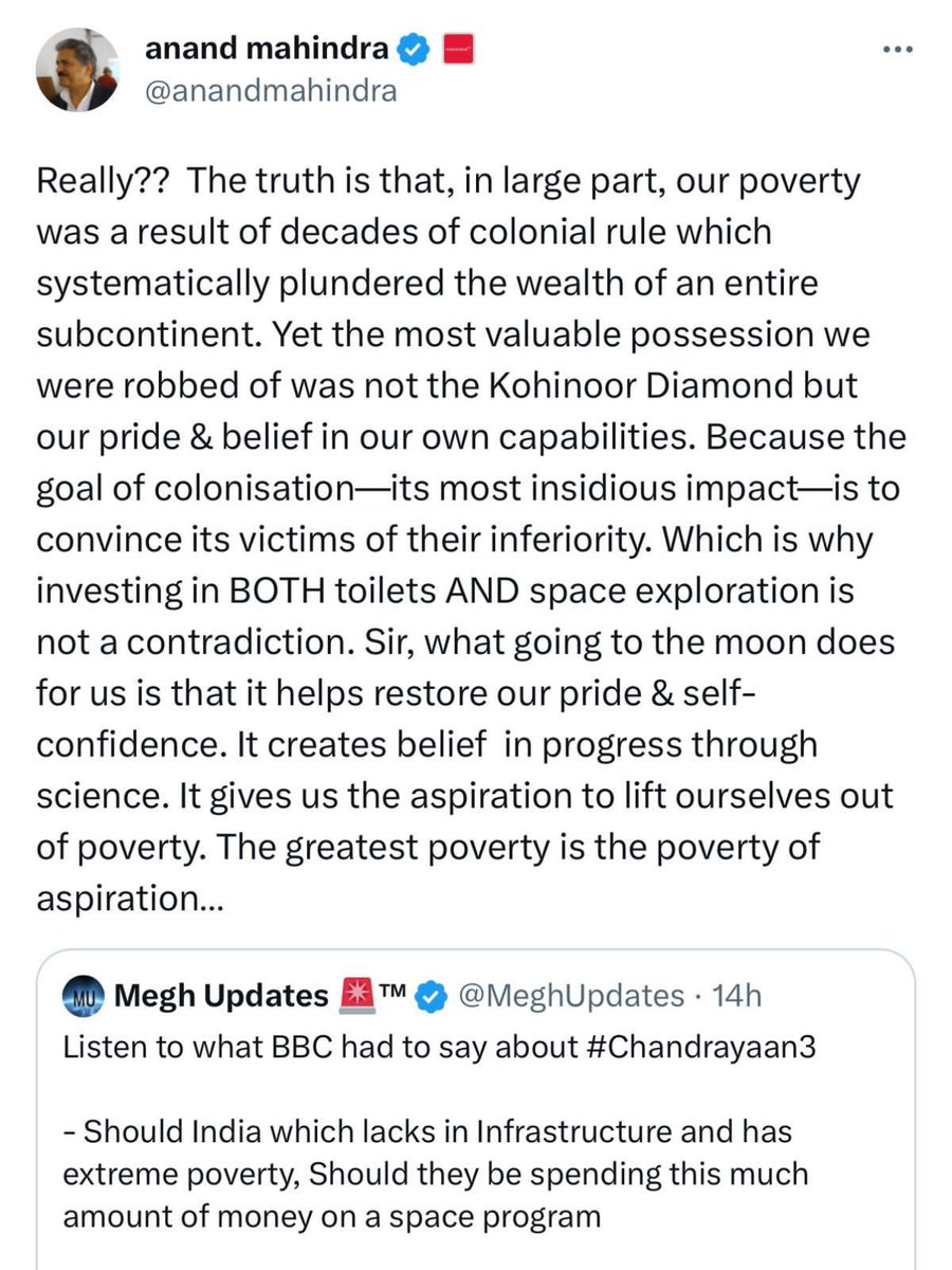 divsgm's tweet photo. When Colombus left GB for exploration, the GDP of GB was just 2% of planets GDP, where as India's GDP at that time was 25% of planets GDP!! Many people questioned Colombus's state sponsored expedition at that time. We have spent only ₹615 CR's or just $75 millions!!! https://t.co/3Ruqbc0gis