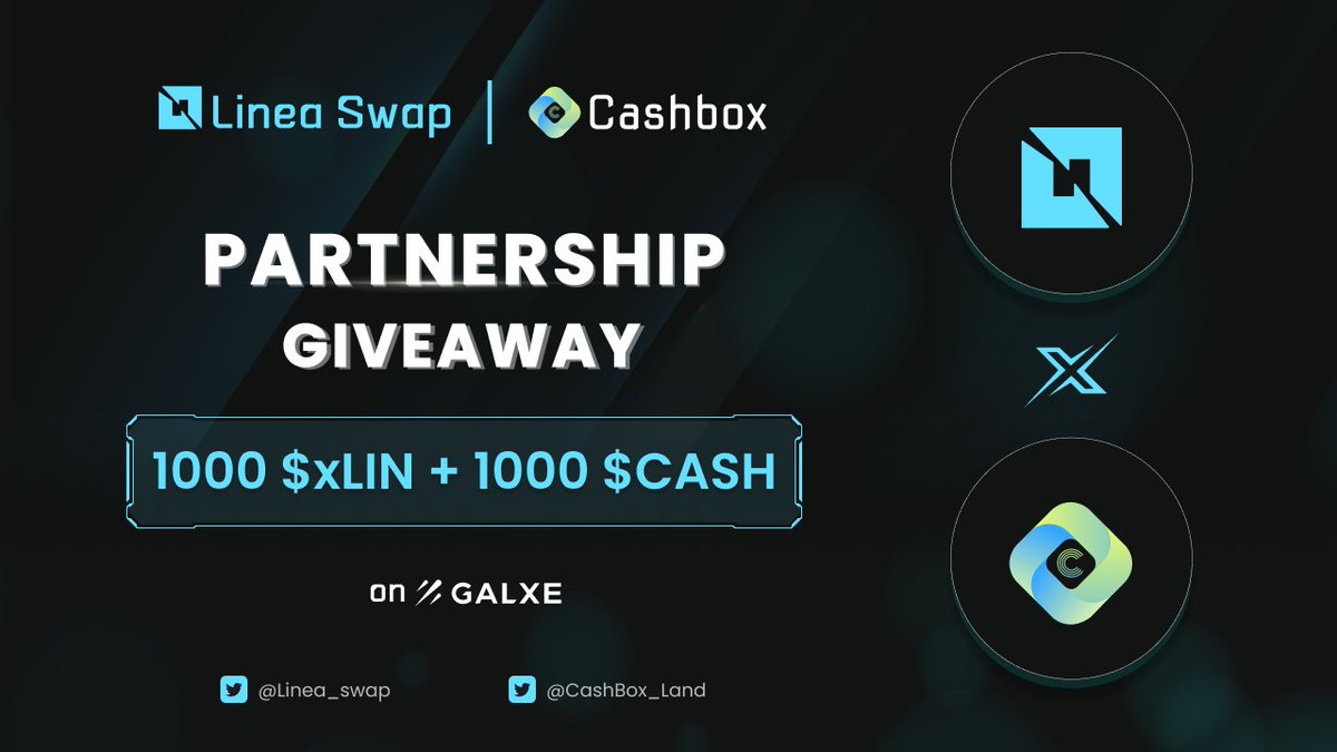 Base Bank (@basebank_ai) on Twitter photo β¨Big Galxe Campaign between <a href="/Linea_swap/">xofjuiwmezv</a> and @Cashbox_land
To celebrate our partnership with the amazing launchpad project #Cashbox we're excited to announce a massive Galxe campaign to thank our community for always supporting us.
π° Unbelievable Rewards Await: 1000xLIN + 1000 β¨Big Galxe Campaign between <a href="/Linea_swap/">xofjuiwmezv</a> and @Cashbox_land
To celebrate our partnership with the amazing launchpad project #Cashbox we're excited to announce a massive Galxe campaign to thank our community for always supporting us.
π° Unbelievable Rewards Await: 1000xLIN + 1000