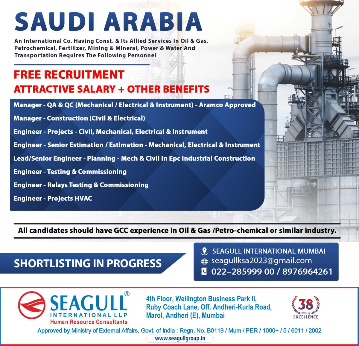 hrd1_seagull's tweet photo. 🇸🇦Saudi Arabia Jobs
‼️Free Recruitment
✔️Shortlisting In Progress
.
.
.
#saudiarabiajobs #mumbaijobs #qamanager #qcmanager #electricalengineer #projectengineer #projecthvac https://t.co/mNq4OrZ1x1