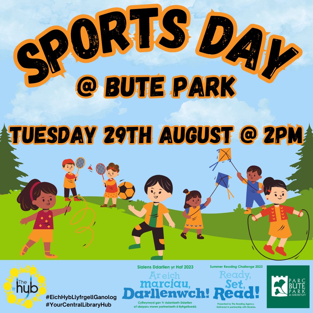 Summer may be ending, but the fun doesn't stop yet! Our final Summer Reading Challenge event of the year is Sports Day at Bute Park. This is a free event for ages 5 plus. No need to book. Meeting point is at The Secret Garden Cafe. We'll see you there! #SportsDay  #ButePark