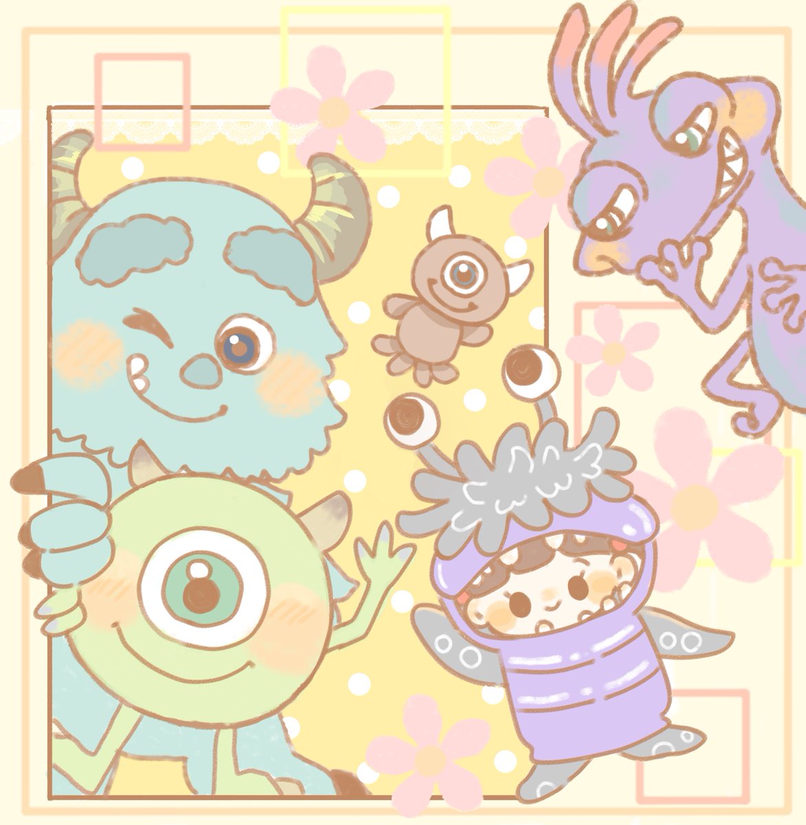 モンスターズインク🚪 #サリー #マイク #ブー #ランドール #イラスト