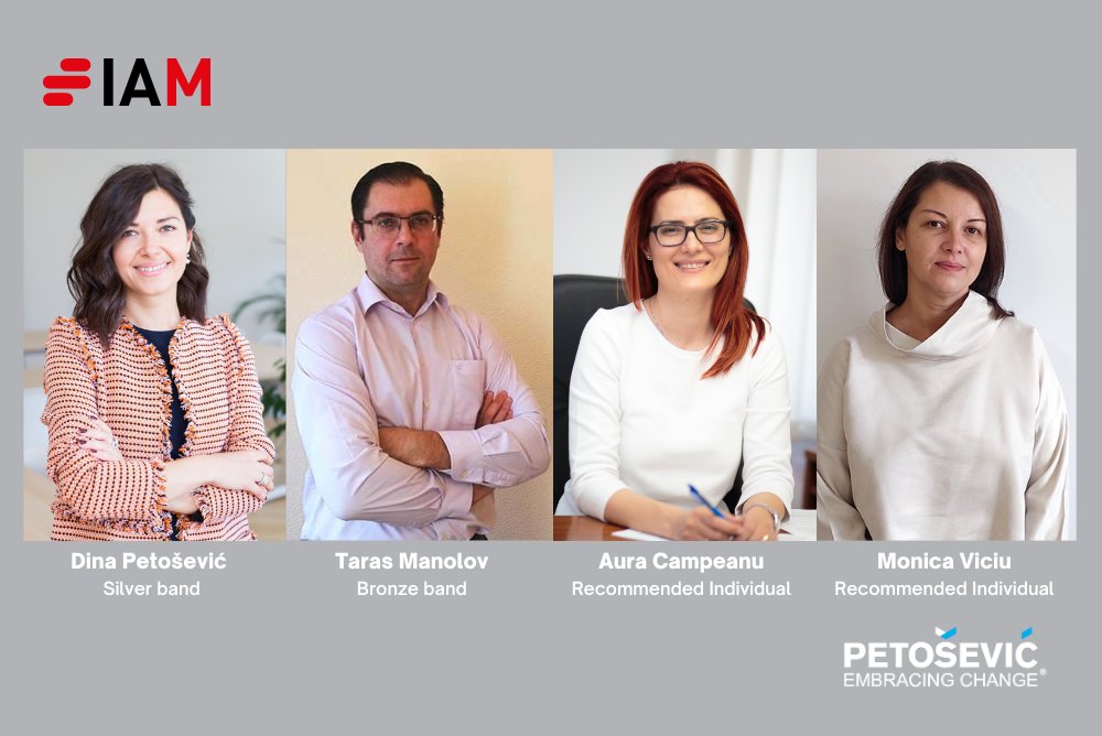 So proud of our Dina Petosevic, Taras Manolov, Aura Campeanu and Monica Viciu, who were recently recognized among world’s leading patent professionals in the IAM Patent 1000 guide for 2023: buff.ly/3E93bz0 Congratulations! #IAMpatent #patentattorneys #petosevic #IAM1000