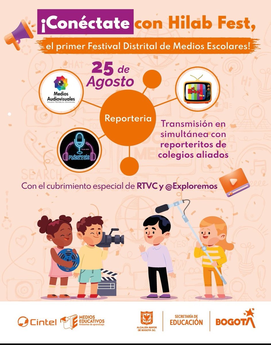 💥 Hoy es el primer #HilabFest el cierre del proceso donde 1️⃣2️⃣0️⃣ colegios participaron de la Ruta de Laboratorio de Medios Educativos, un proyecto de la dirección de Ciencias, Tecnologías y Medios Educativos <a href="/Educacionbogota/">Secretaría de Educación de Bogotá</a> <a href="/CINTELColombia/">CINTEL</a>  
¡Conectados! 🎧 <a href="/subalealaradio/">subalealaradio</a> 📻