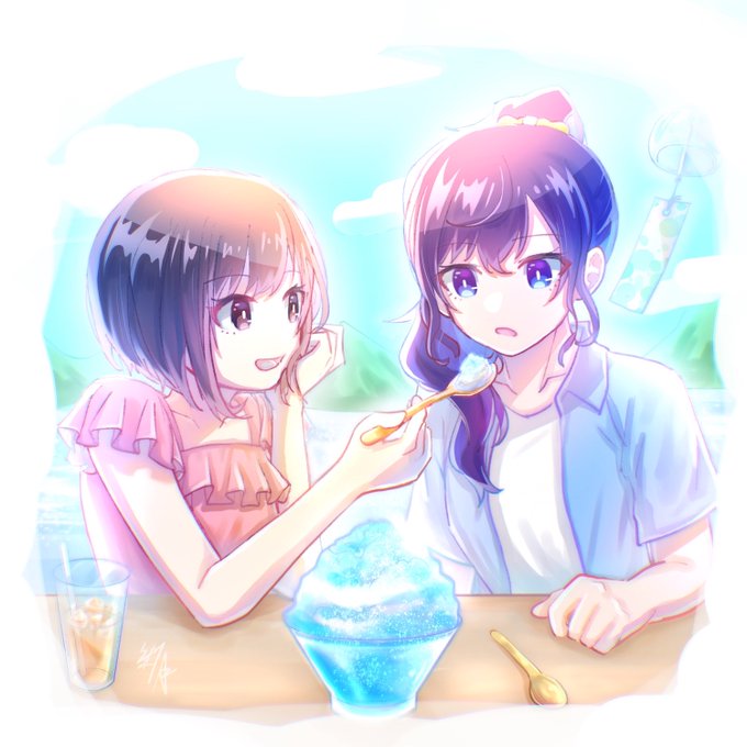 夏まふえなほら、あんたも食べてみて(......間接キス) 