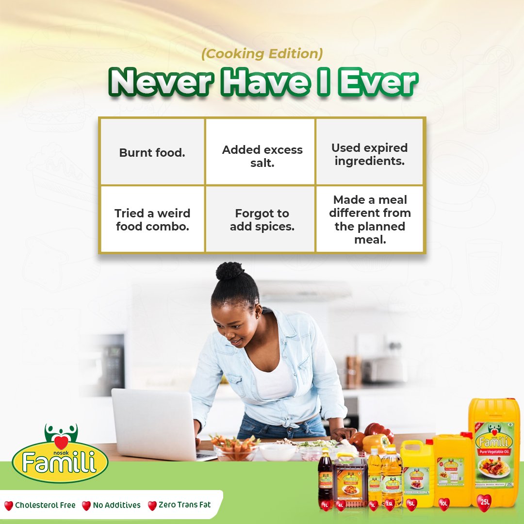 NosakFamili's tweet image. Confession from the kitchen: We've all been there! 
Share your stories and let's embrace the kitchen adventures together! Tag a fellow chef and spill the beans.

#CookingConfessions #KitchenAdventures  #Nigeria #CookingCommunity #NeverHaveIEver #FridayFun