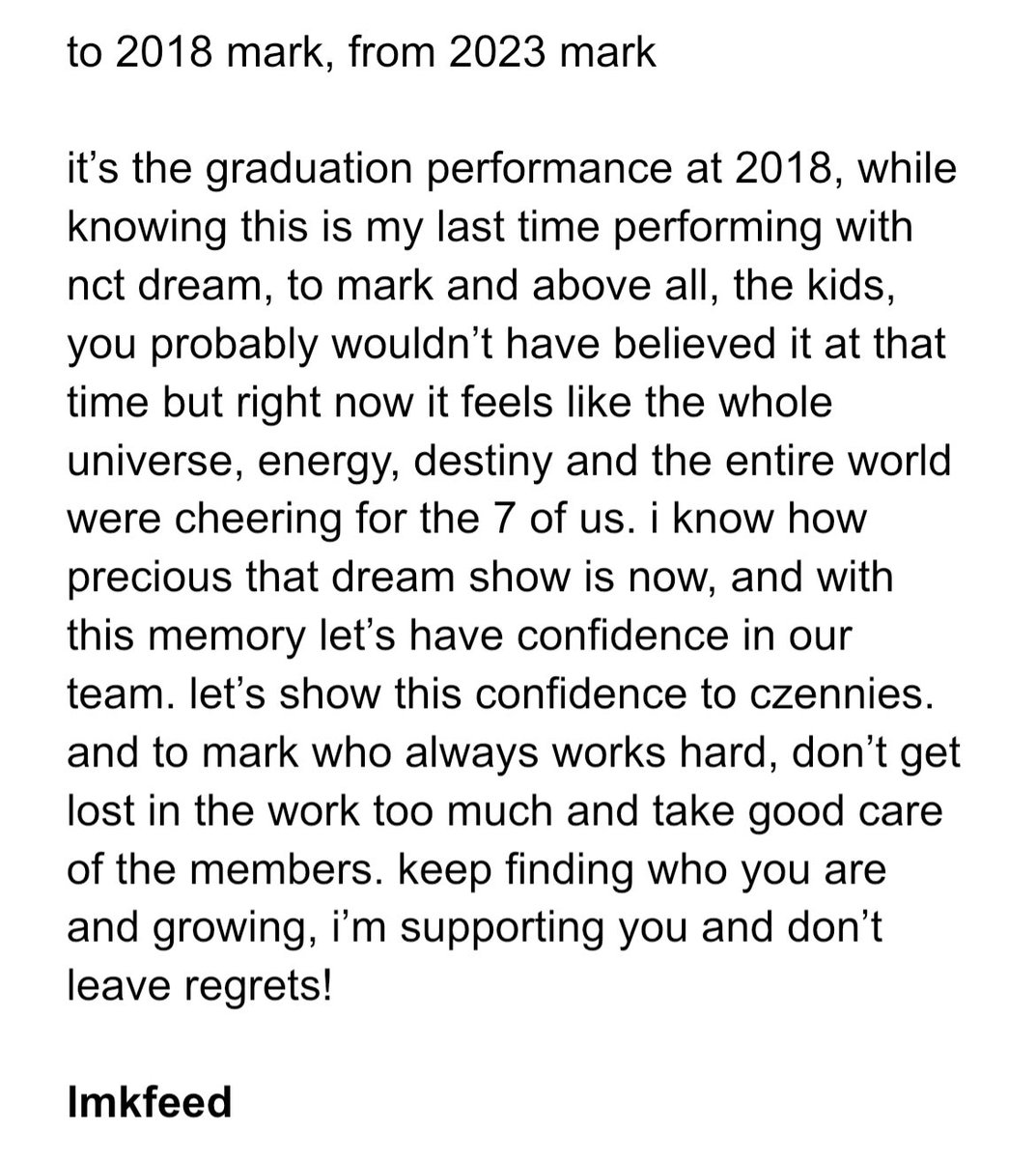 LMKFEED's tweet photo. 💌 to 2018 mark, from 2023 mark https://t.co/RrLuIoNNFm