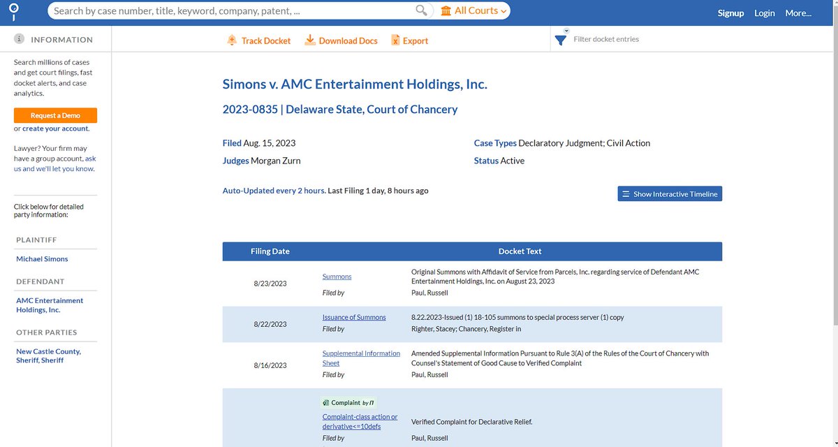 AdamBennett84's tweet image. Delaware Chancery Lawsuit 2023-0835 Simons vs Amc is proceeding. 8/22 Issuance of summons. 8/23 Summons filed against defendant Amc Entertainment Holding Inc. Just fyi.

#AMC #AMCSTOCK #AMCNEVERLEAVING #AMCNOTLEAVING #AMCTheatres #AMCovenant