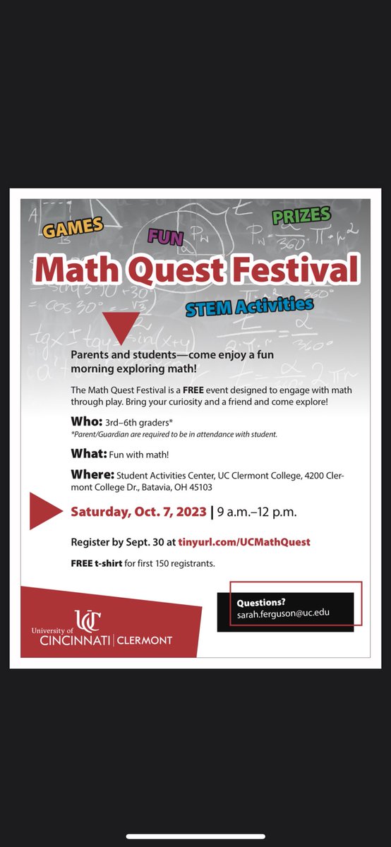 We’re excited for this opportunity for our students. Thank you <a href="/ucclermont/">UC Clermont College</a> for hosting this event! 

Grades 3-5 families: save this date on your calendars!