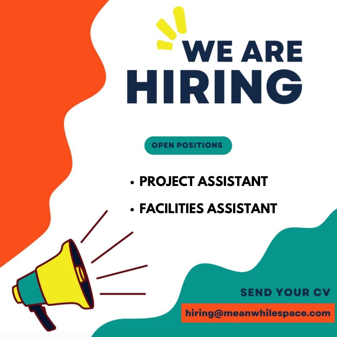 Meanwhile Space is expanding and we're looking for talented individuals to join our family! Project Assistant and Facilities Assistant! Visit our website for more information: meanwhilespace.com/careers Email us your CV at: hiring@meanwhilespace.com