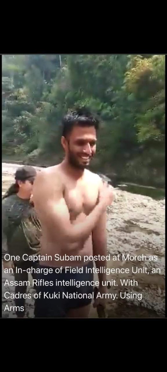 sidayaiwaikhom's tweet photo. That the #Manipuris ' suspicion of the #AssamRifles 's #NEXUS with the #chinkukinarcoterrorists is becoming evident day by day as Captain Subham of Assam Rifles in Moreh is seen very close with #kukimilitants. The allegations of their involvement in #narcoterrorism may be true. https://t.co/DKhCuPmsP9
