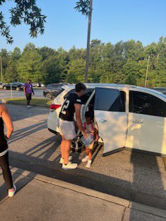 SSPantherFB's tweet photo. #BeElite on and off the field! Our guys were spending their gameday morning helping our future panthers get to class at the elementary school. https://t.co/f93Gi0UX7s