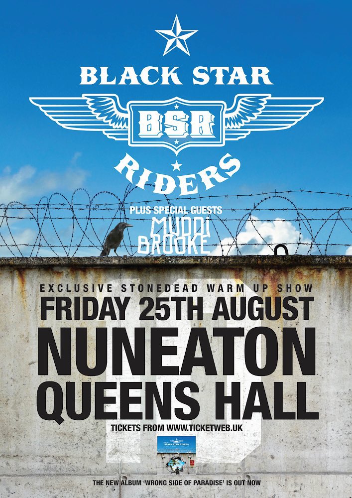 RICKY WARWICK 🍀 (@rickywarwick) on Twitter photo Tonight Black Star Riders play Queens Hall Nuneaton!
Stage times:
8:30pm Muddi Brooke
9:30pm Black Star Riders <a href="/BlackStarRiders/">Black Star Riders</a> <a href="/MuddiBrooke/">MuddiBrooke</a> Tonight Black Star Riders play Queens Hall Nuneaton!
Stage times:
8:30pm Muddi Brooke
9:30pm Black Star Riders <a href="/BlackStarRiders/">Black Star Riders</a> <a href="/MuddiBrooke/">MuddiBrooke</a>