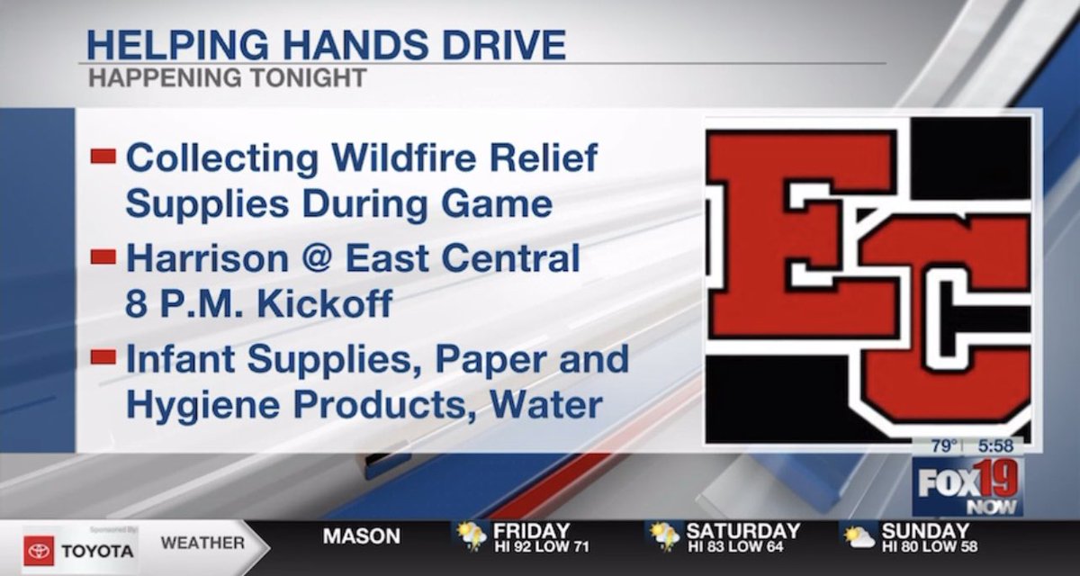 MsPoseys_Class's tweet image. A quick shout out to @ECHS_studco for all their hard work and initiative to work with the Helping Hands Maui Drive the past week. I am so so proud!❤️🖤 Thank you @FOX19 for spotlighting the last part of the drive tonight at the Battle of 74 Football game🫶🏼