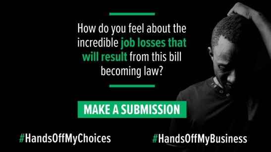HandsOff_MC's tweet photo. The new tobacco bill is predicted to result in loss of income and jobs for retailers, farmers, informal traders and taverns. Public commentary on the bill is now open. Make a submission at https://t.co/kR6g2nLyqa
#HandsOffMyBusiness
#HandsOffMyChoices https://t.co/eaZPtzGjKv