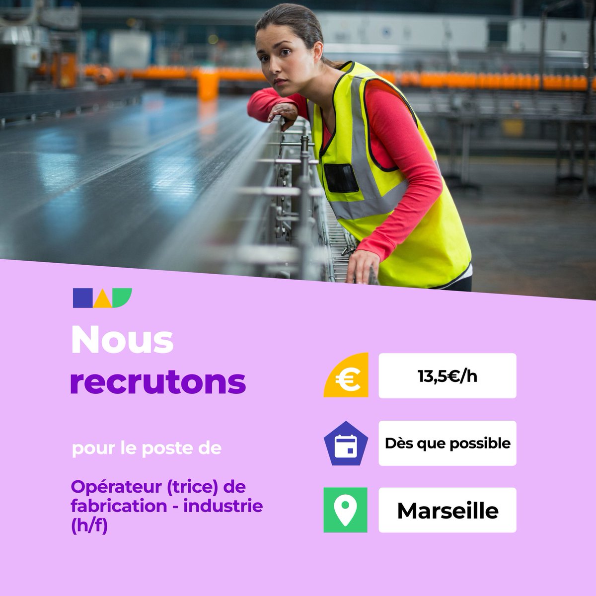 🛎️ Nouvelle offre d'emploi : Opérateur (trice) de fabrication - industrie (h/f) 🌎 Marseille (13016) 📅 Démarrage dans les 7 prochains jours 👉 Plus d'infos : jobs.iziwork.com/fr/offre-emplo… #recrutement #intérim #emploi #OffreEmploi #job #iziwork