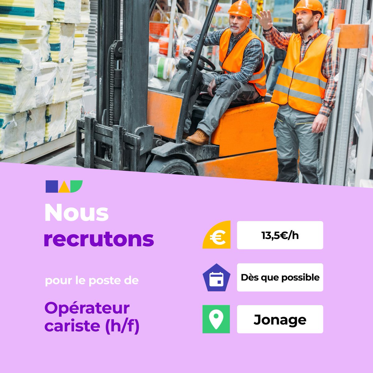 🛎️ Nouvelle offre d'emploi : Opérateur cariste (h/f) 🌎 Jonage (69330) 📅 Démarrage dans les 7 prochains jours 👉 Plus d'infos : jobs.iziwork.com/fr/offre-emplo… #recrutement #intérim #emploi #OffreEmploi #job #iziwork