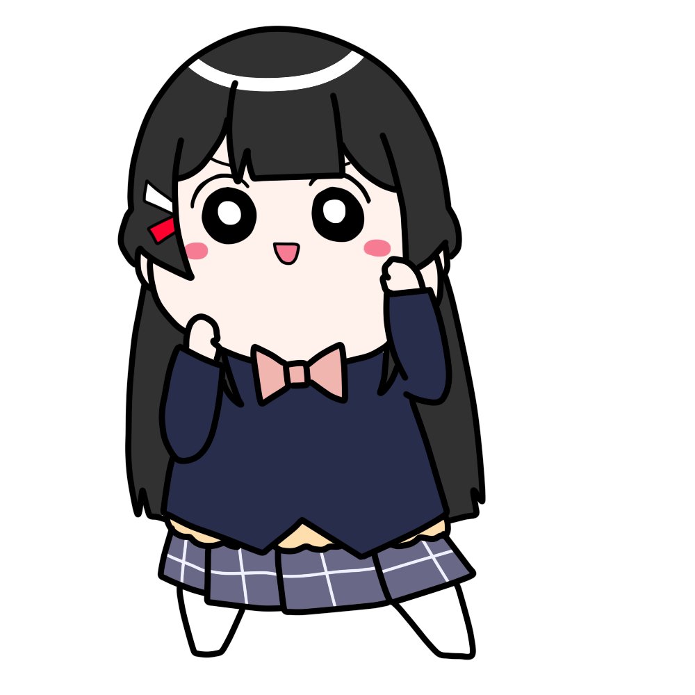 tsukino mito 1girl black hair long hair skirt solo chibi white background  illustration images