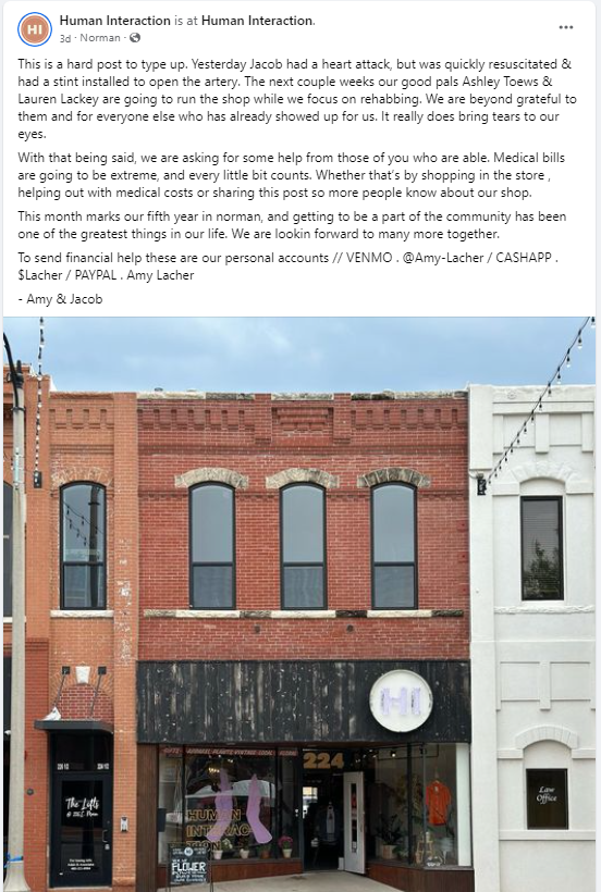 DowntownNorman's tweet image. Now more than ever, shop local. Shop Human Interaction. Make a donation. Be the kind.

#NormanOK #shopNorman