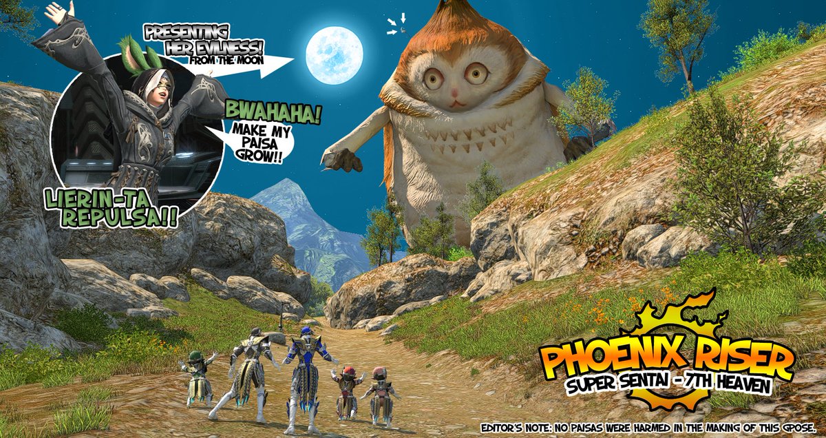 Crimotaku's tweet photo. The Super Sentai FC @7thHeavenFFXIV  Rangers have their villain! (and monster). The evil @LumiLierin and her loyal Paisa! Finished just in time for Part 2 of the Summer event in #FFXIV #GPOSERS #GPOSE #SuperSentai #MMPR https://t.co/NF2ZkUKtxr