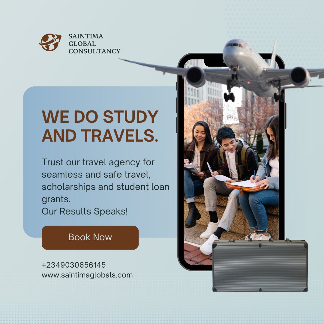 SaintimaGlobal's tweet photo. Helping you travel beyond boundaries and borders is our utmost priority.
Improve your life, study abroad and travel with us SaintimaGlobal
Our Results Speaks...
https://t.co/lUuaaAhD37
#experiencethedifference #travelagent #2024studyabroad #scholarshipopportunities #studentloans https://t.co/C9nPrlazdO
