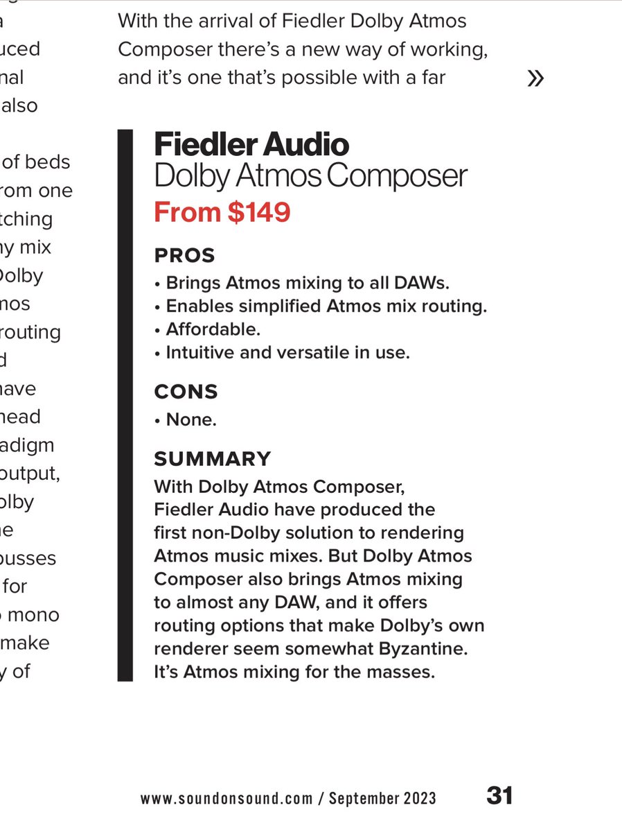 ictw_net's tweet photo. “Cons: None!” ICYMI - Sound On Sound review summary! 🖖🏼
@FiedlerAudio @soundonsoundmag https://t.co/EJoY5ot4l4