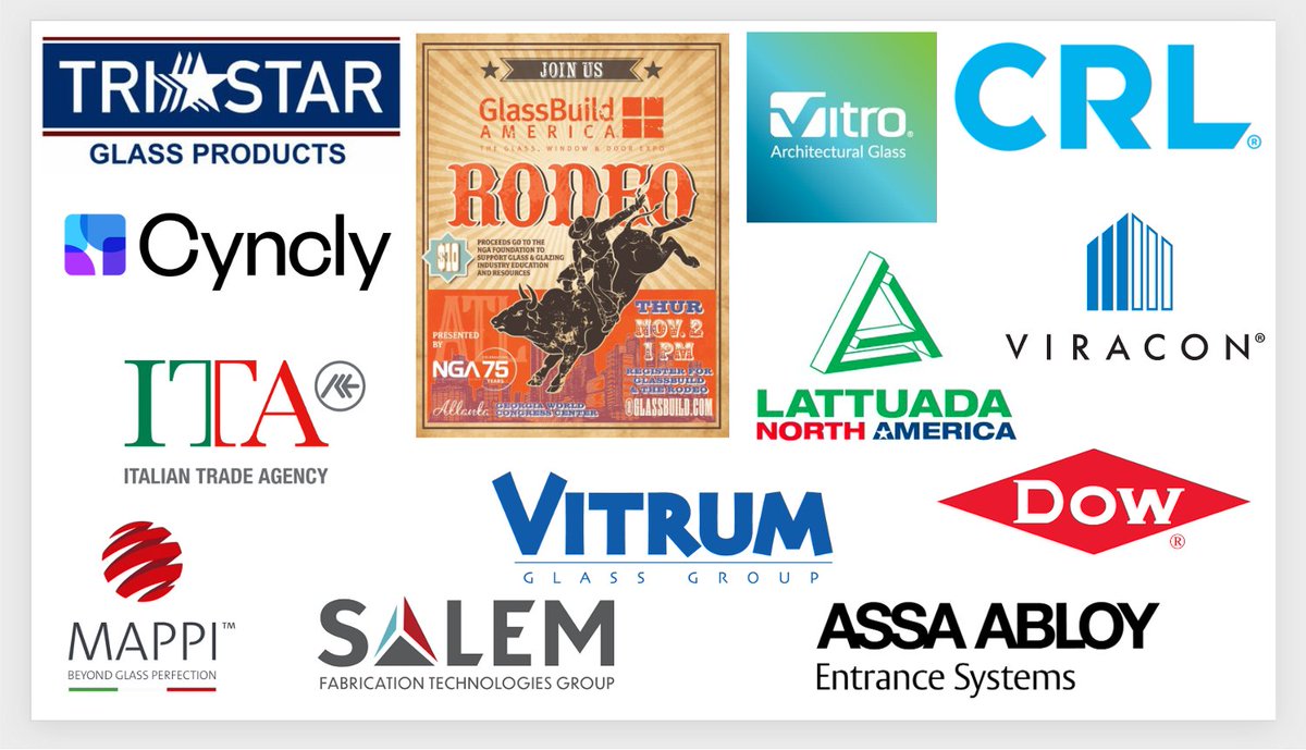 EXCITEMENT FOR THE RODEO GROWS! Our show ending event at #GlassBuild is gaining steam with tremendous sponsors already on board! Learn more about the event and sponsorship opportunities: glassbuildamerica.com/news/rodeo-gla…