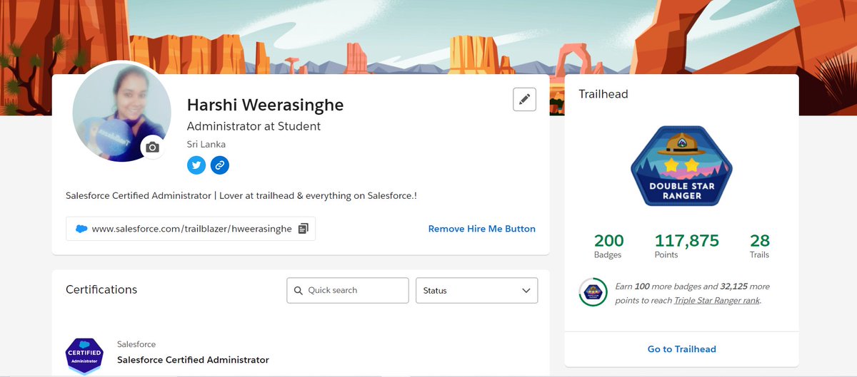 harshika03's tweet photo. 🥳
Doubled the sparkle! 🌟 Achieved the Double Star Ranger Badge on Trailhead! 🏞️✨Grateful for the incredible support &amp; encouragement that pushed me to this accomplishment. 🙌🙏 First major win of the year after a determined journey. Here's to aim higher &amp; pushing further!💪🚀💙 https://t.co/aidRF1ED5N
