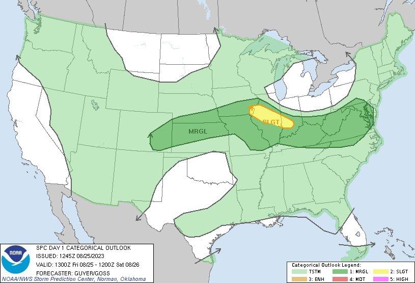 7:47am CDT #SPC Day1 Outlook Slight Risk: across parts of the Midwest ...