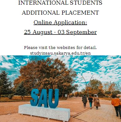 ➡️➡️2023-2024 Akademik Yılı Uluslararası Öğrenci Ek Yerleştirme Başvurusu

➡️➡️2023-2024 Academic Year International Students’ Additional Placement Application