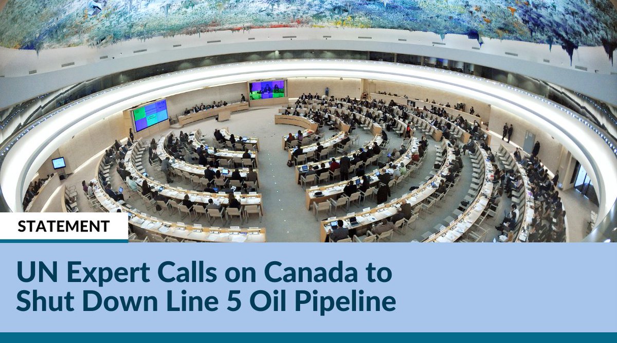 Center for International Environmental Law (@ciel_tweets) on Twitter photo 📰NEW: The Special Rapporteur on the rights of #IndigenousPeoples recommends that Canada “cease construction or operation" of #Line5 until free, prior, & informed consent is secured.
Read our statement with <a href="/EarthRightsIntl/">EarthRights Intl</a> & Bay Mills Indian Community:
ciel.org/news/un-expert… 📰NEW: The Special Rapporteur on the rights of #IndigenousPeoples recommends that Canada “cease construction or operation" of #Line5 until free, prior, & informed consent is secured.
Read our statement with <a href="/EarthRightsIntl/">EarthRights Intl</a> & Bay Mills Indian Community:
ciel.org/news/un-expert…