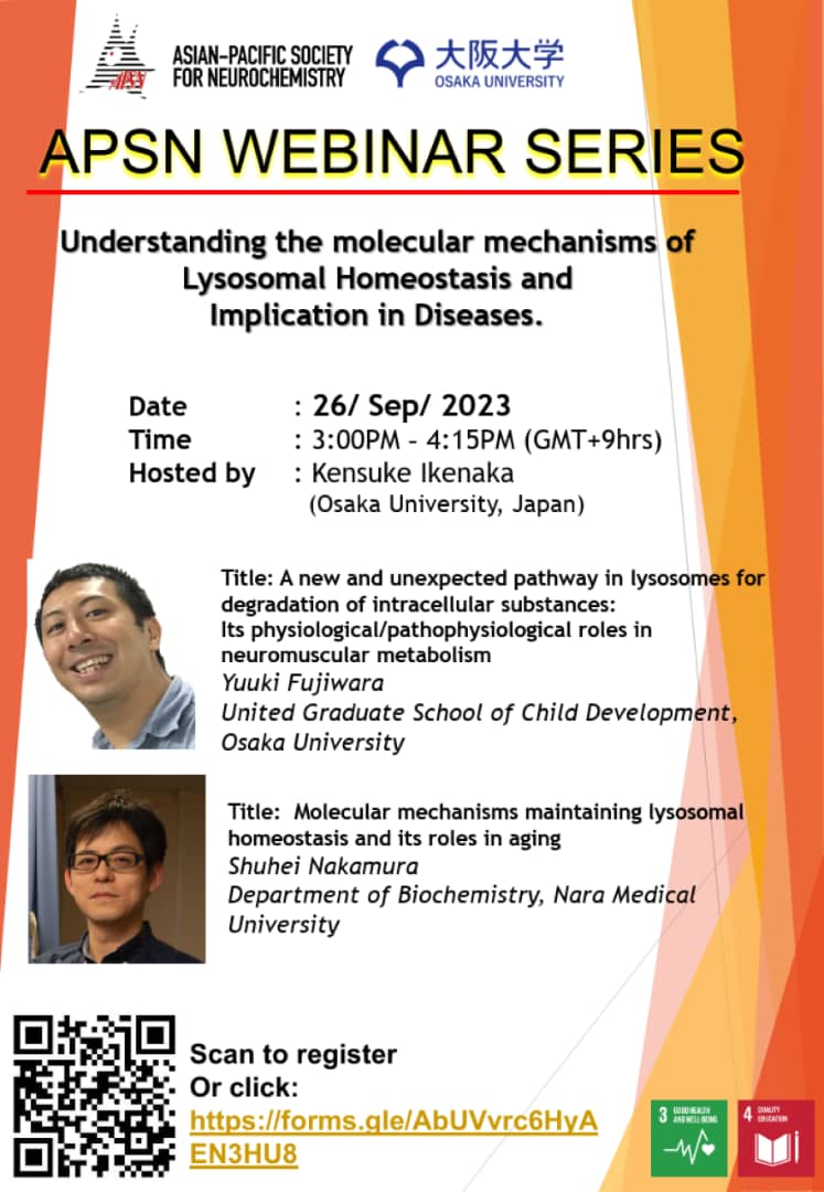 APSN_society's tweet image. Save the date and register for our upcoming Webinar on lysosomal homeostasis and its implication in diseases!!
@ISN_society @ESNsociety @ikenakaman